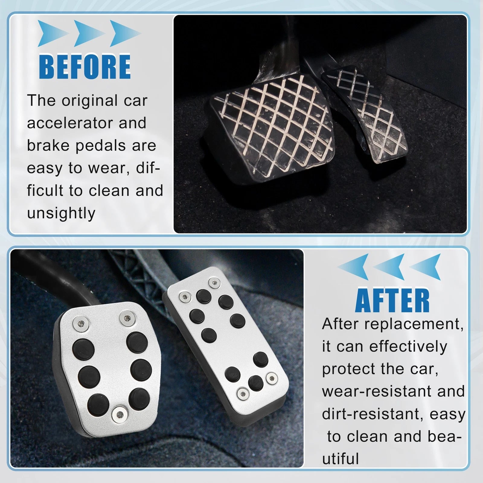 Set of 2 Accelerator Brake Pedal Covers for Ford Focus (2014–2018)