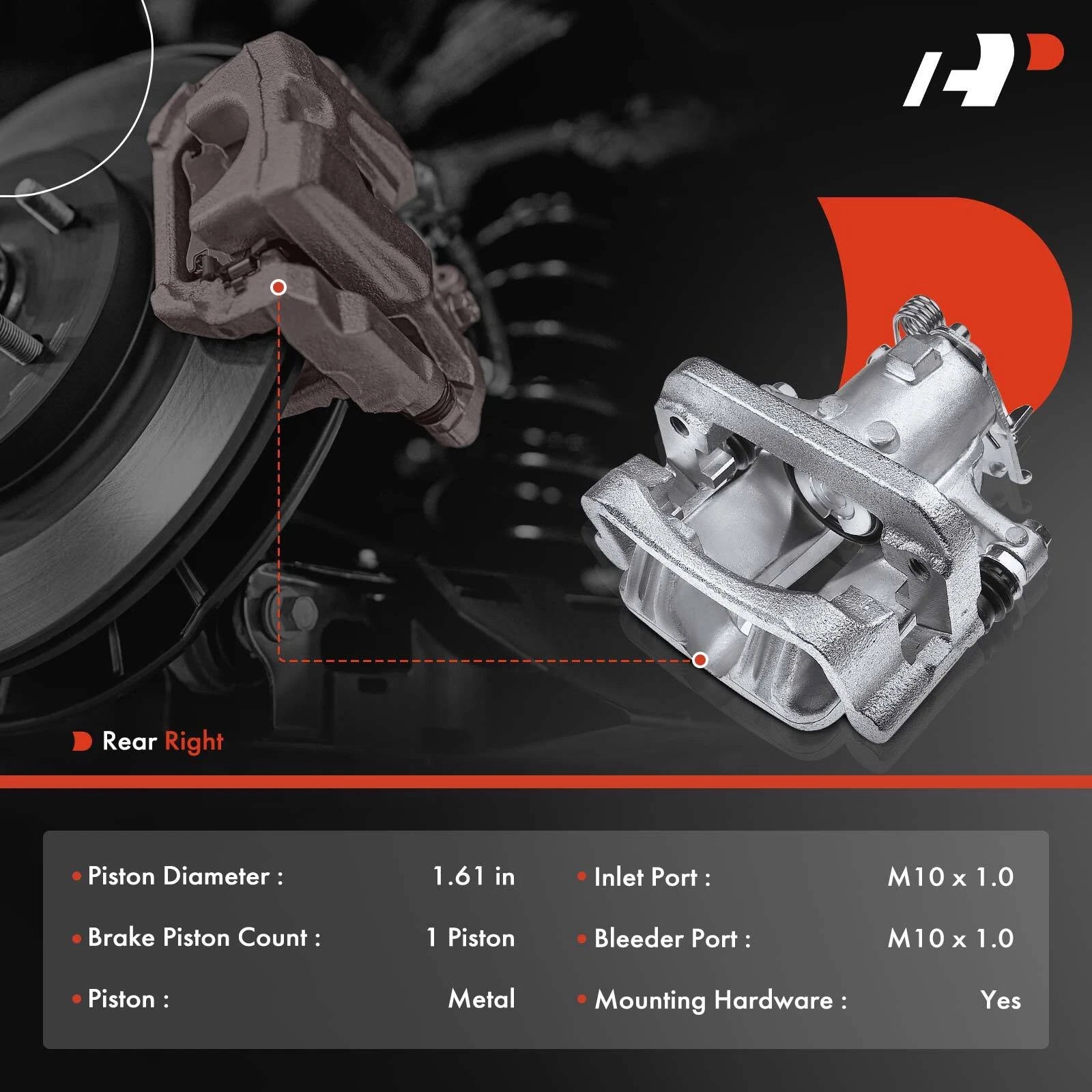 Rear Right Brake Caliper with Bracket for Chevy Malibu (2013-2015)
