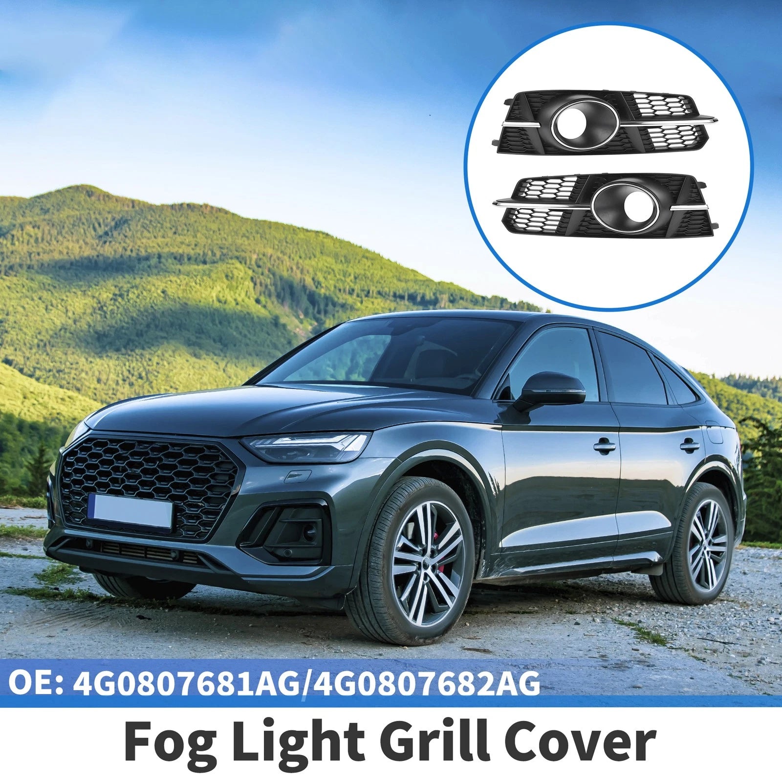 1 Pair Fog Light Grills for Audi A6 C7 A6L (2012–2018) No. 4G0807681AG/4G0807682AG
