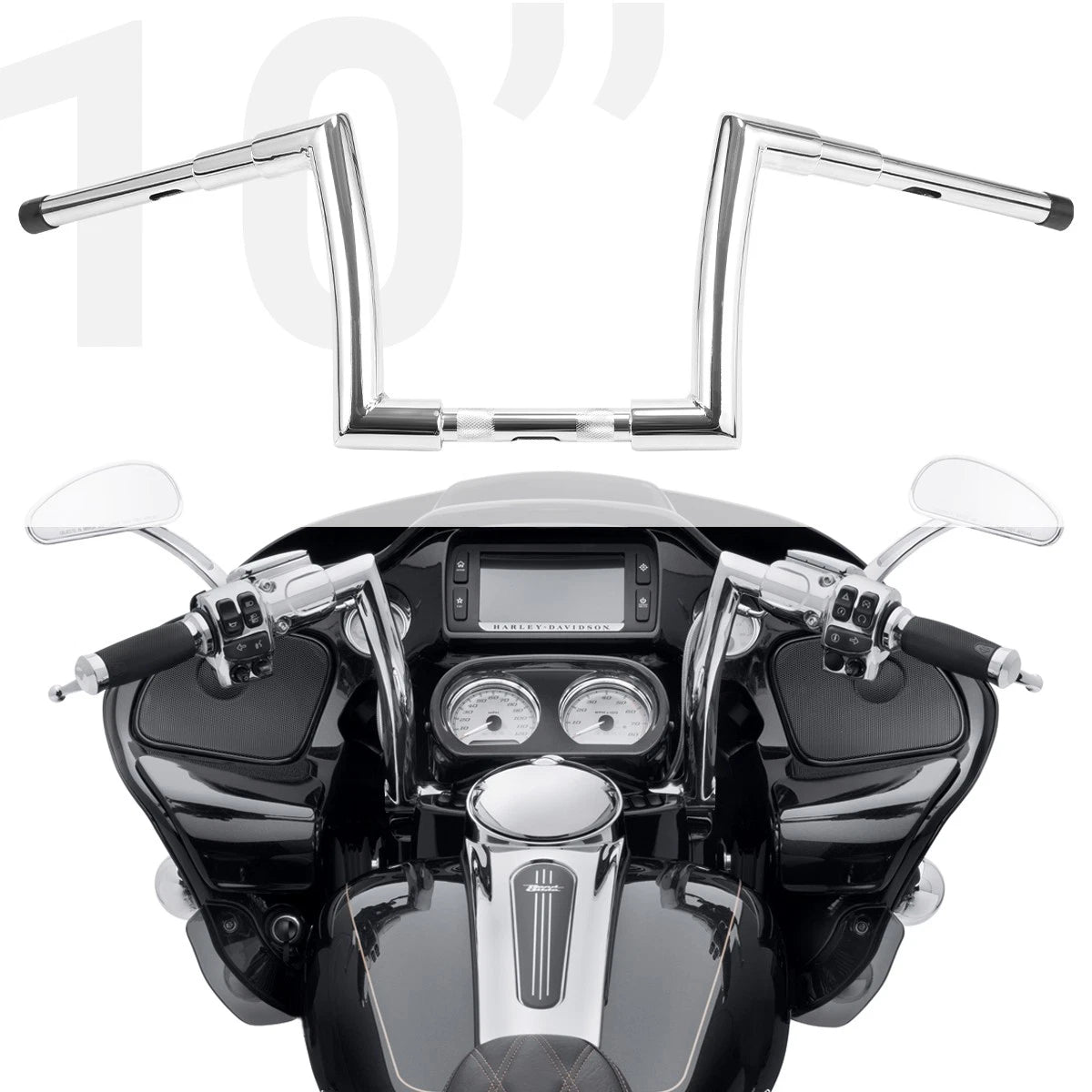 10" Chrome Rise Ape Hanger Handlebar for Harley (Fits )