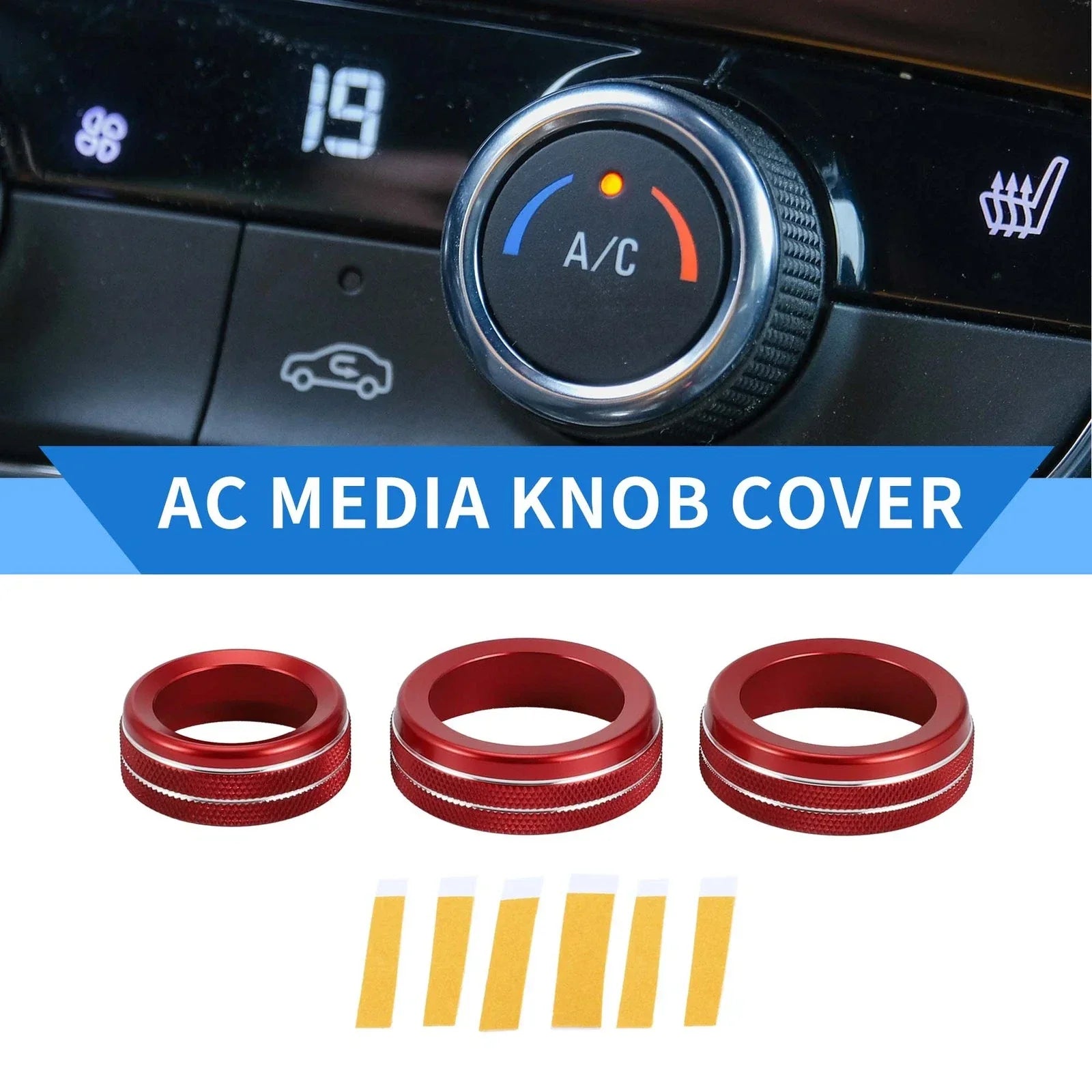 AC Media Volume Tune Switch Knob Cover Ring for Dodge Durango (2021-2023) 3 x Pcs