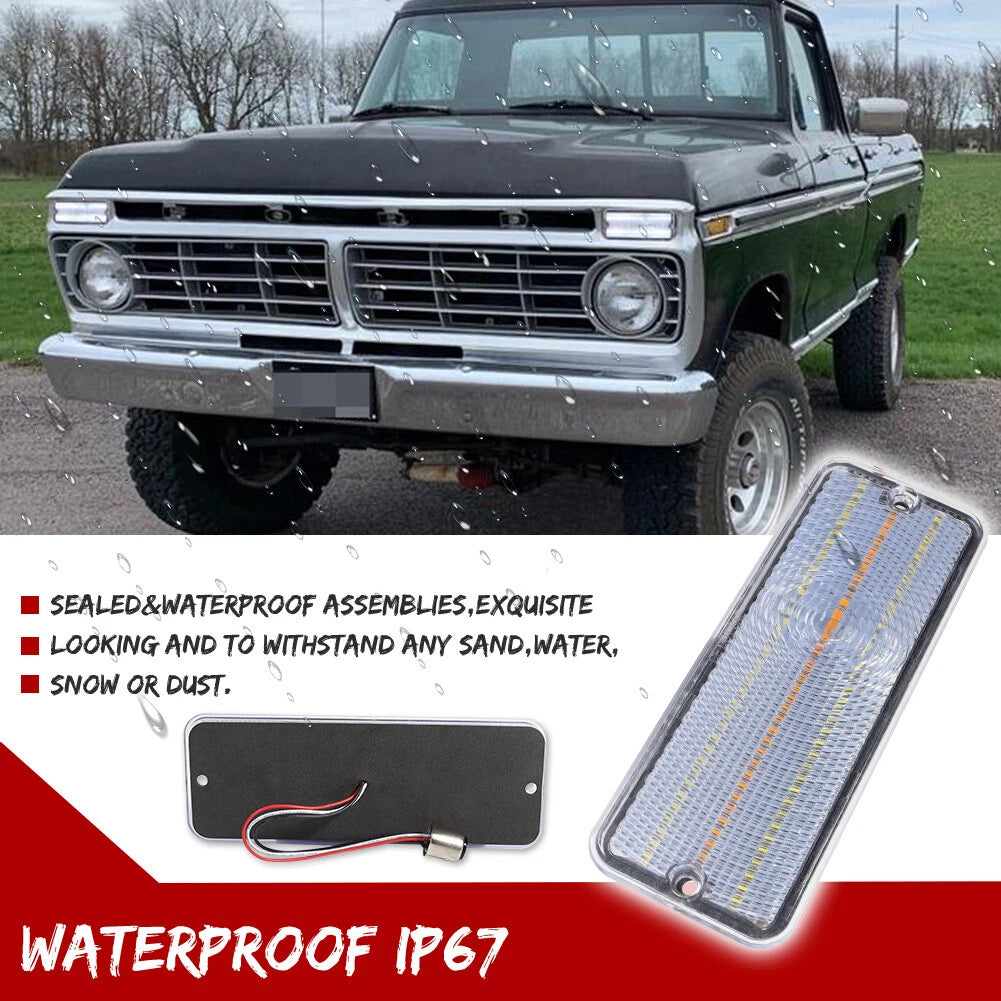 2 Clear Switchback LED Parking Signal Light Lenses for Ford F-100 (1974–1977)