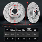 10.3in Rear Brake Rotors & Ceramic Pads for Hyundai Elantra GT Veloster (2013–2019)