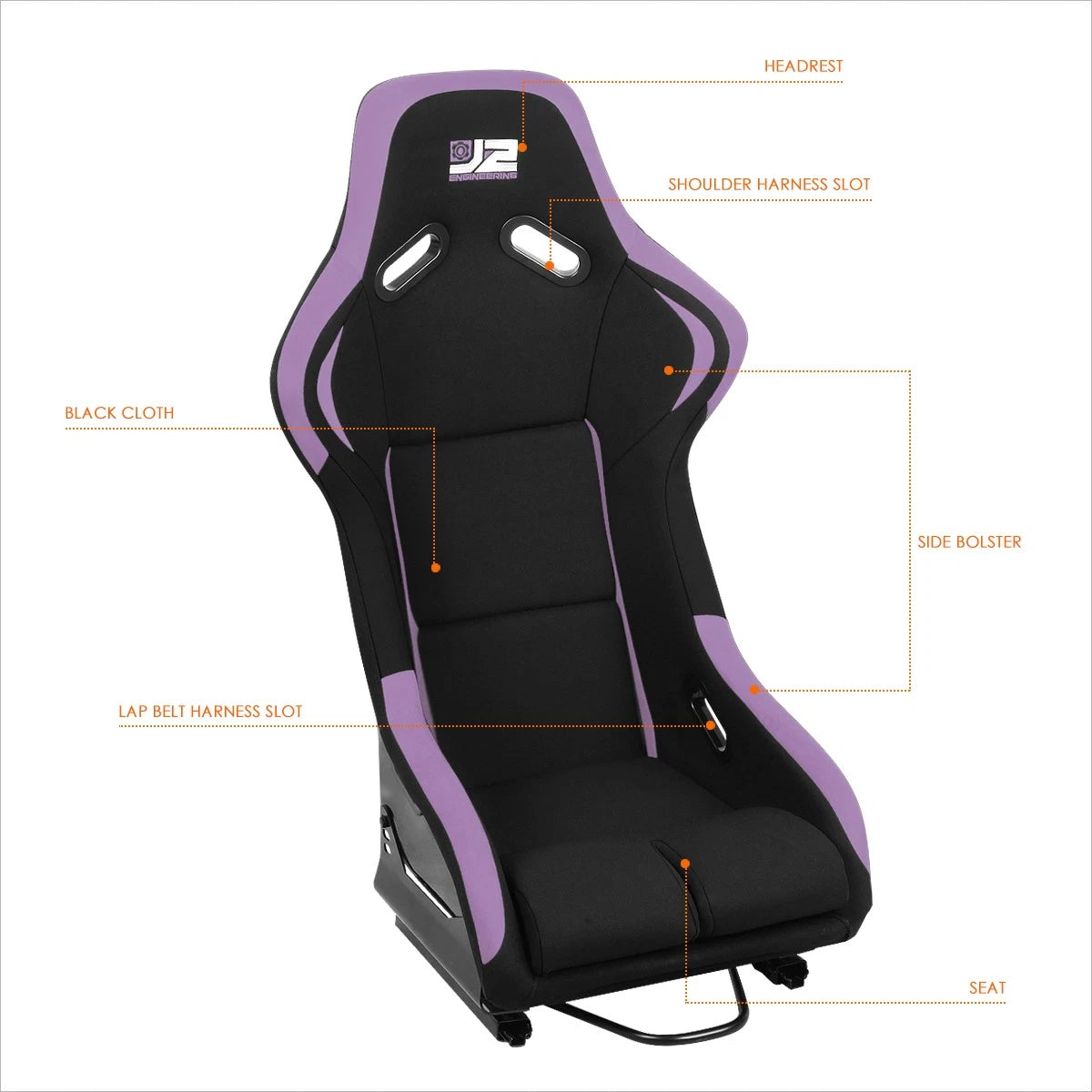 J2 Engineering Fixed Position Bucket Racing Seat for Universal Fit (No Year)
