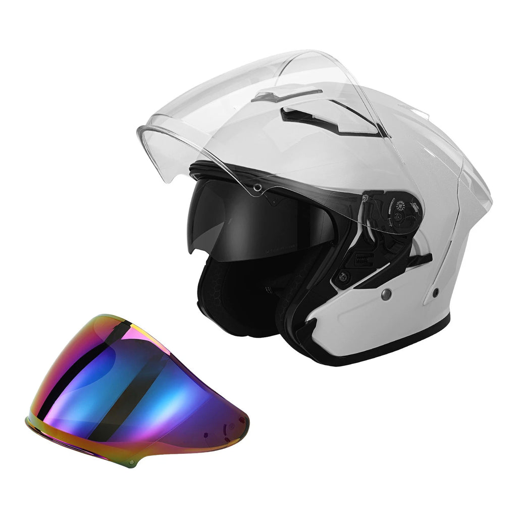 3/4 Open Face Motorcycle Helmet for DOT Safety (Adult) with Dual Visor