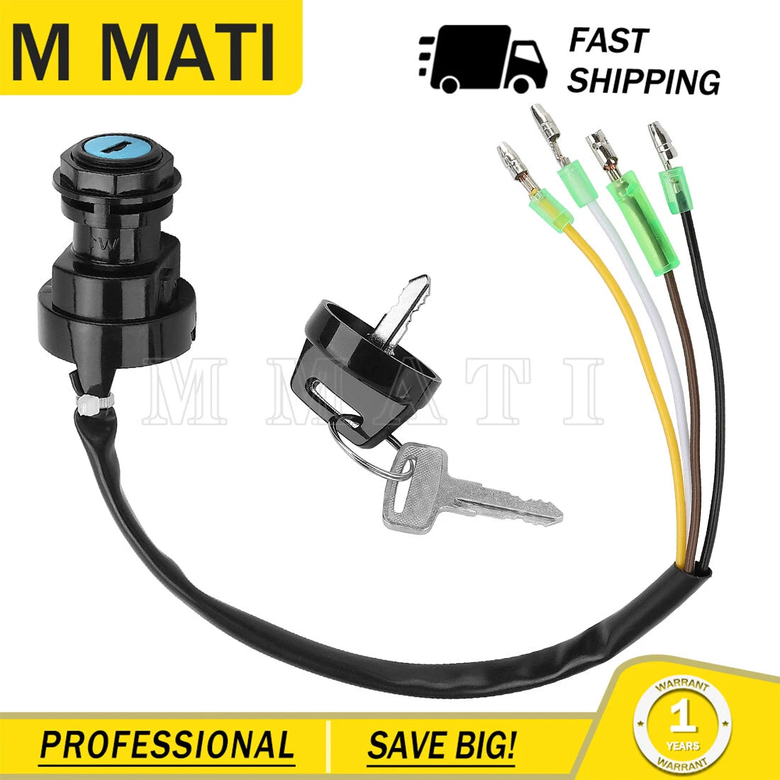 Ignition Switch with 2 Keys for Kawasaki Bayou 185 KLF185 (1985–1988)