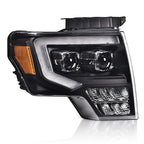 2X Black LED DRL Projector Headlights for Ford F-150 (2009–2014)
