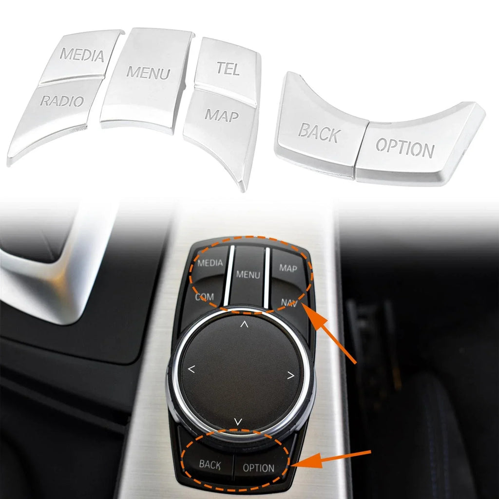 5 pcs Multi-media Button Cover Trim for BMW 1/2/3/5 Series X1 X3 X5