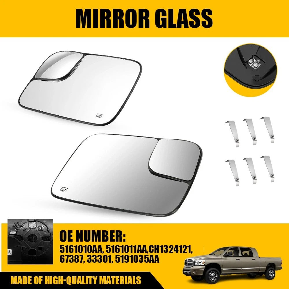 2X Mirror Glass for Dodge Ram 2500 3500 Pickup (2005–2009) EXV