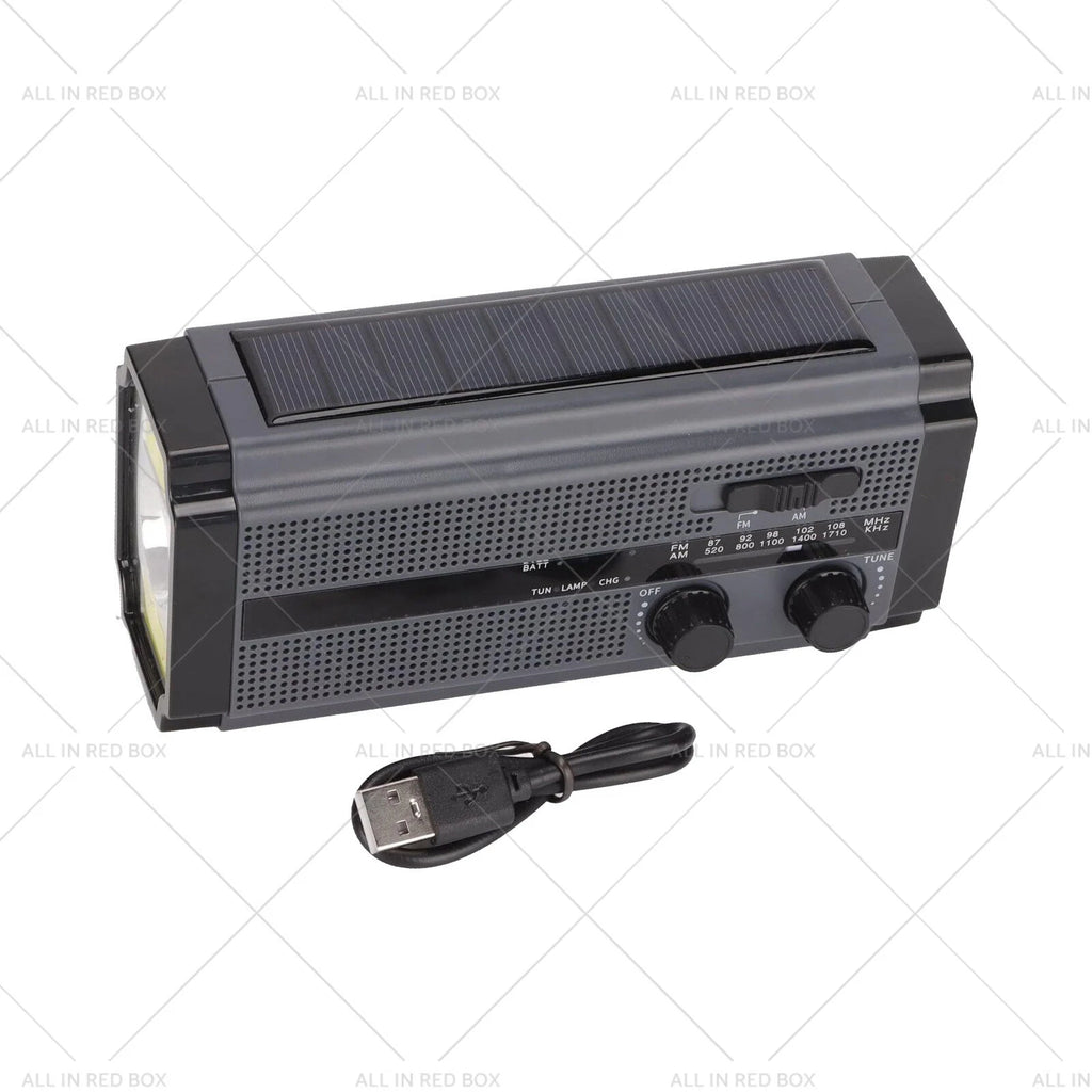 Solar Hand Crank Radio with 5000mAh Power Bank and Flash Light