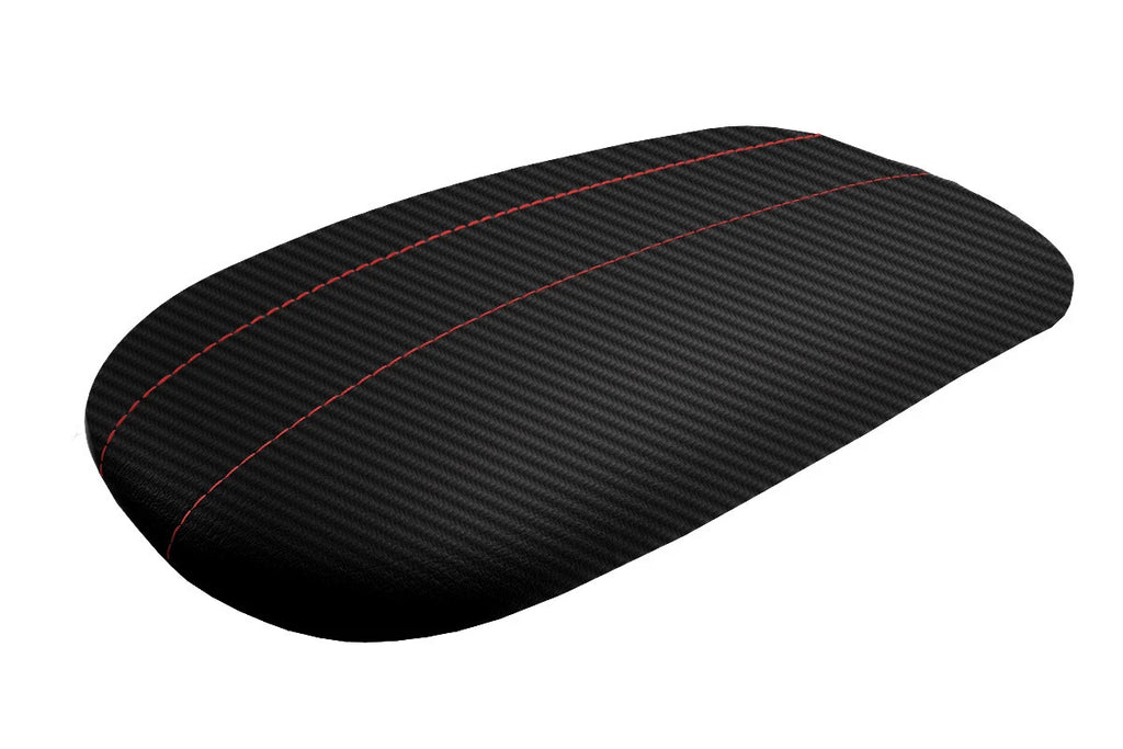 Carbon Fiber Console Lid Cover for Ford Expedition (1997–2002) Black Red Stitch