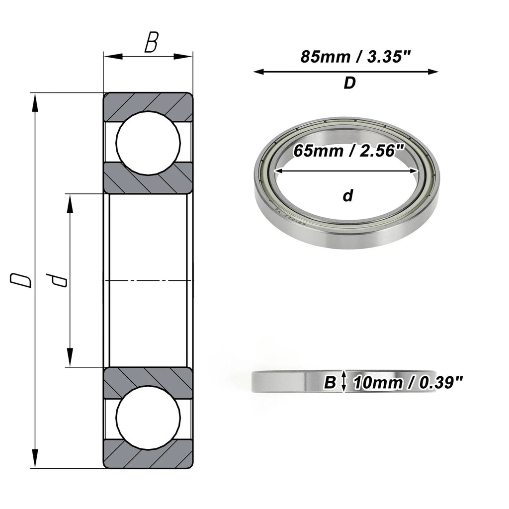 Deep Groove Ball Bearing P6 for Scooter Skateboard Wheel (65x85x10mm)