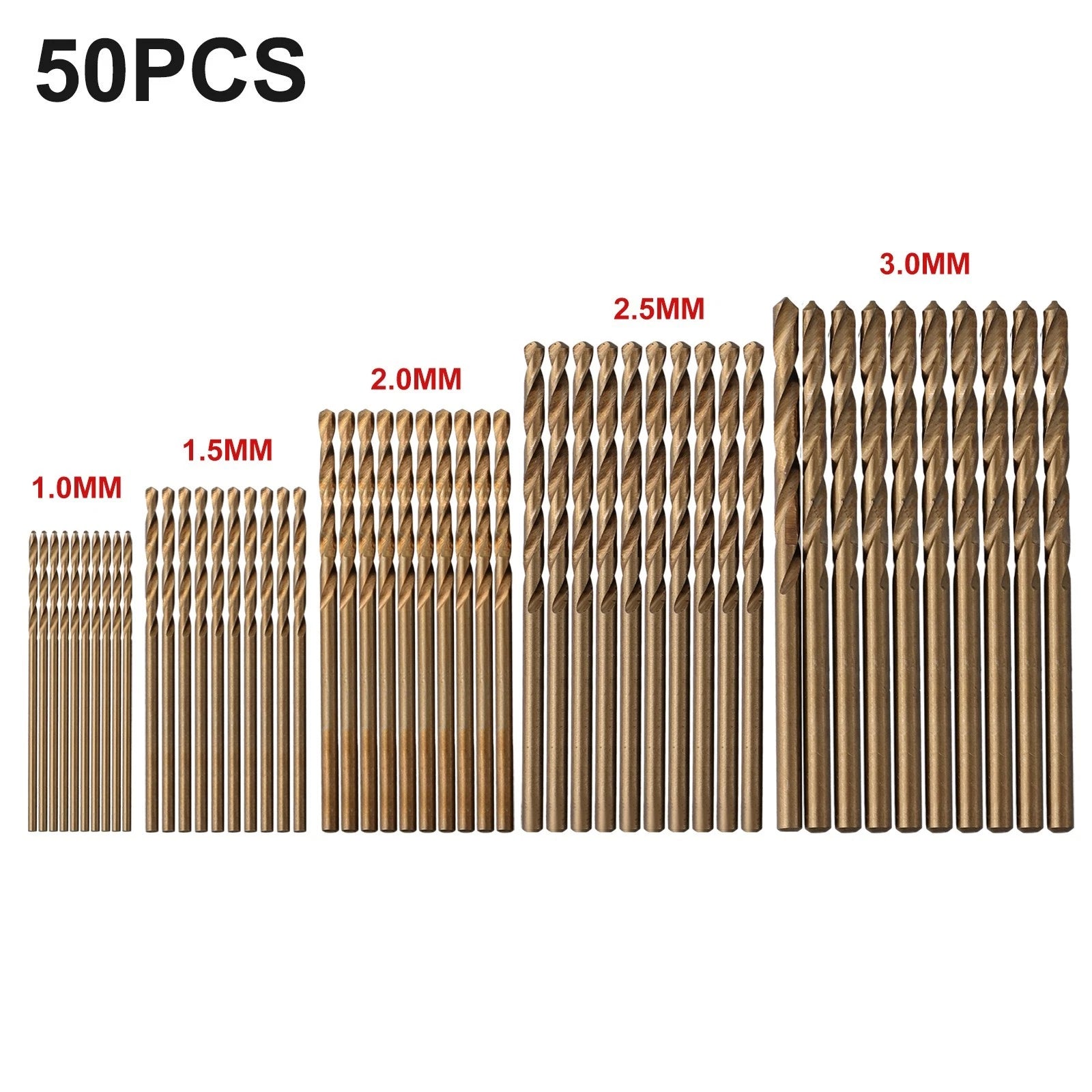 Set of 5 Drill Bits 1/1.5/2/2.5/3mm for Stainless Steel