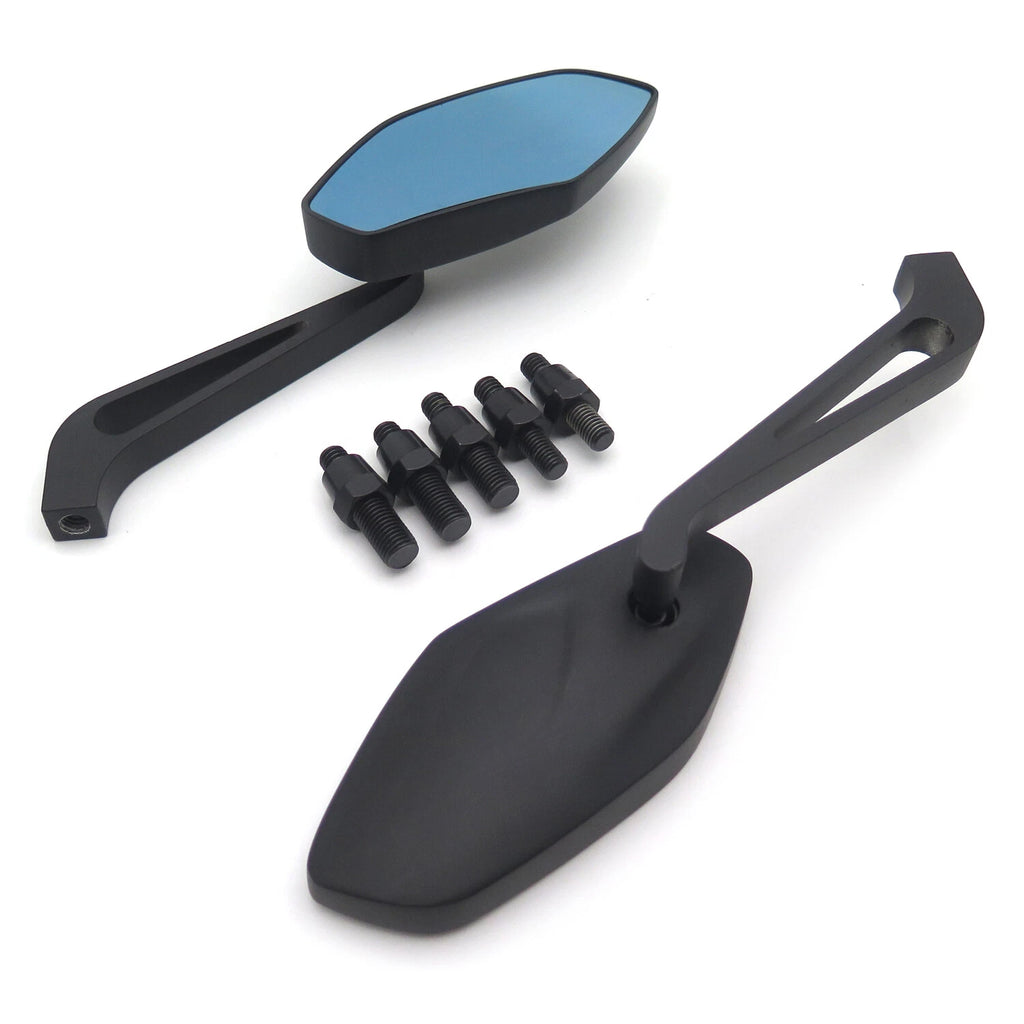 Black Mirrors w/ 8mm 10mm for Honda Suzuki Kawasaki Yamaha Harley
