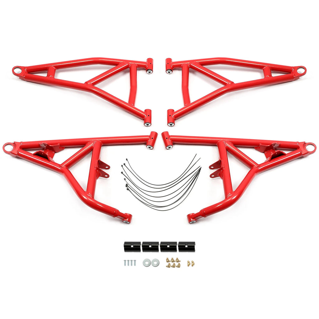 Red High Clearance Steel Front A Arms for Polaris RZR XP Turbo / 4 1000 (2014–2023)