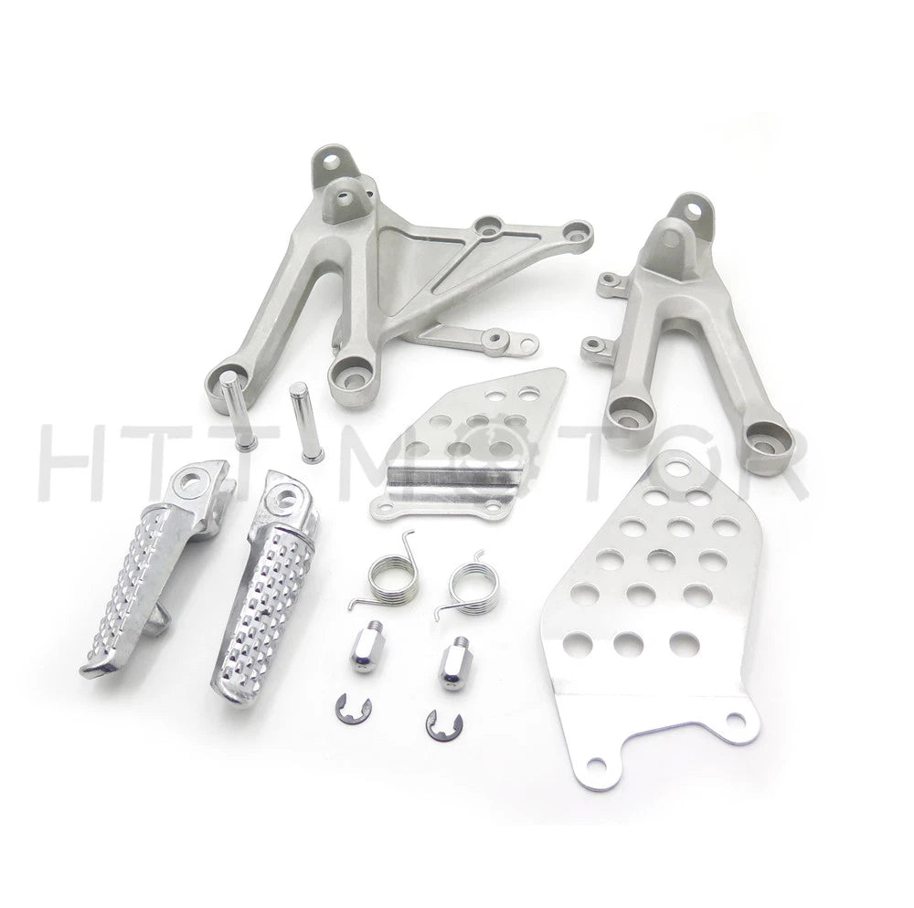 Set of 2 Silver Front Footrest Foot Pegs Bracket for Honda CBR1000RR (2004–2007)