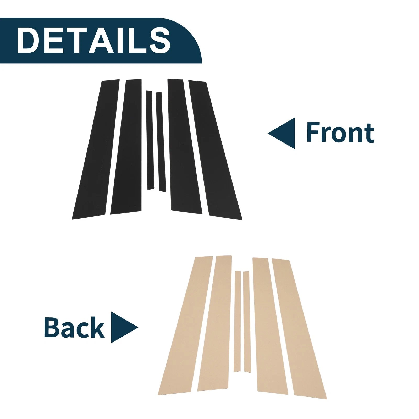 6 Pcs Door Pillar Window Trim for Honda Accord (2008–2012) Black