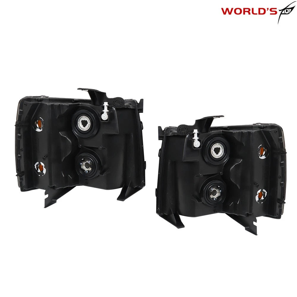 Set of 2 Headlights for Chevy Silverado (2007–2013) Black Housing Smoke Lens