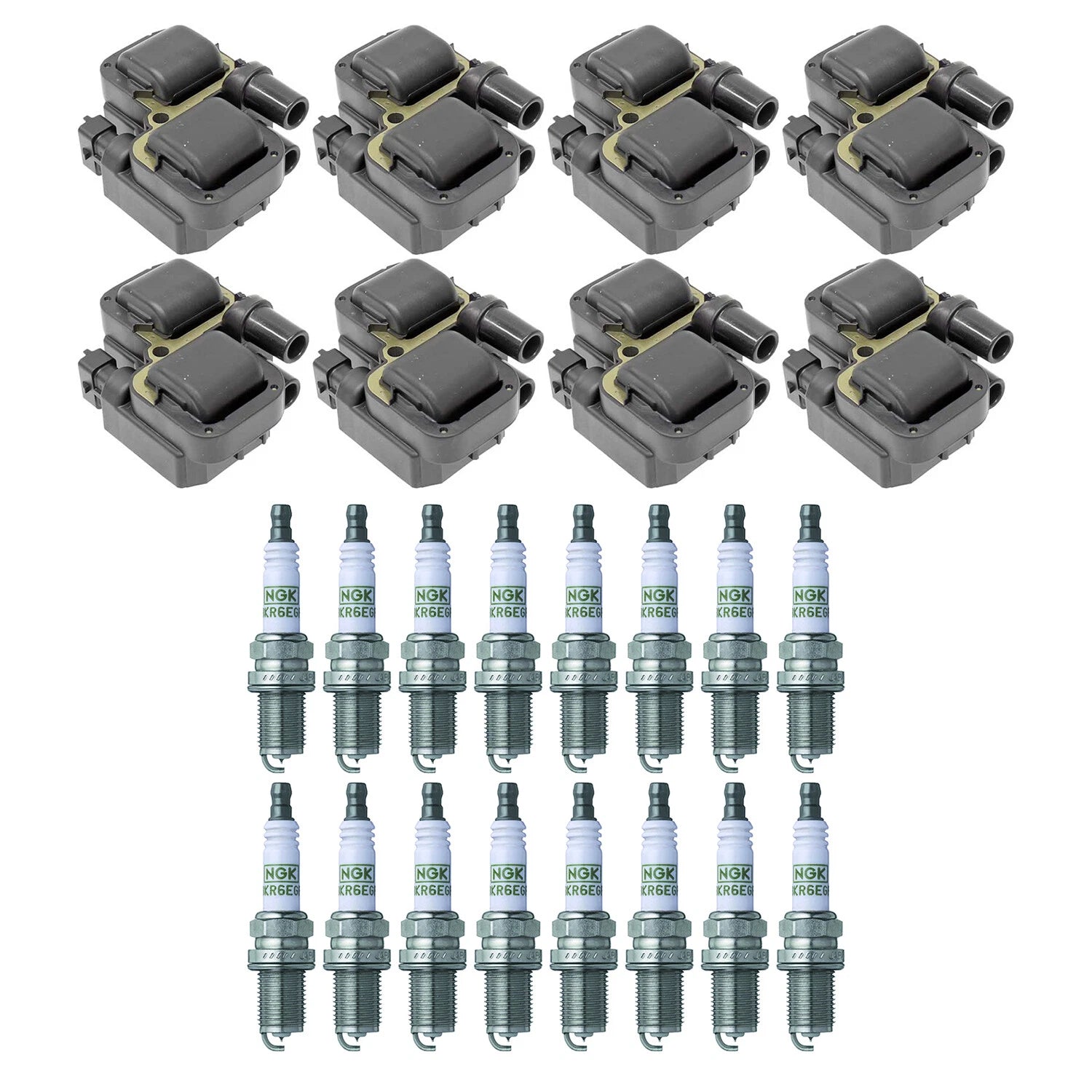 Set of 8 Ignition Coils & 16 NGK G-Power Spark Plugs for W202 C215 C208 W210 V8