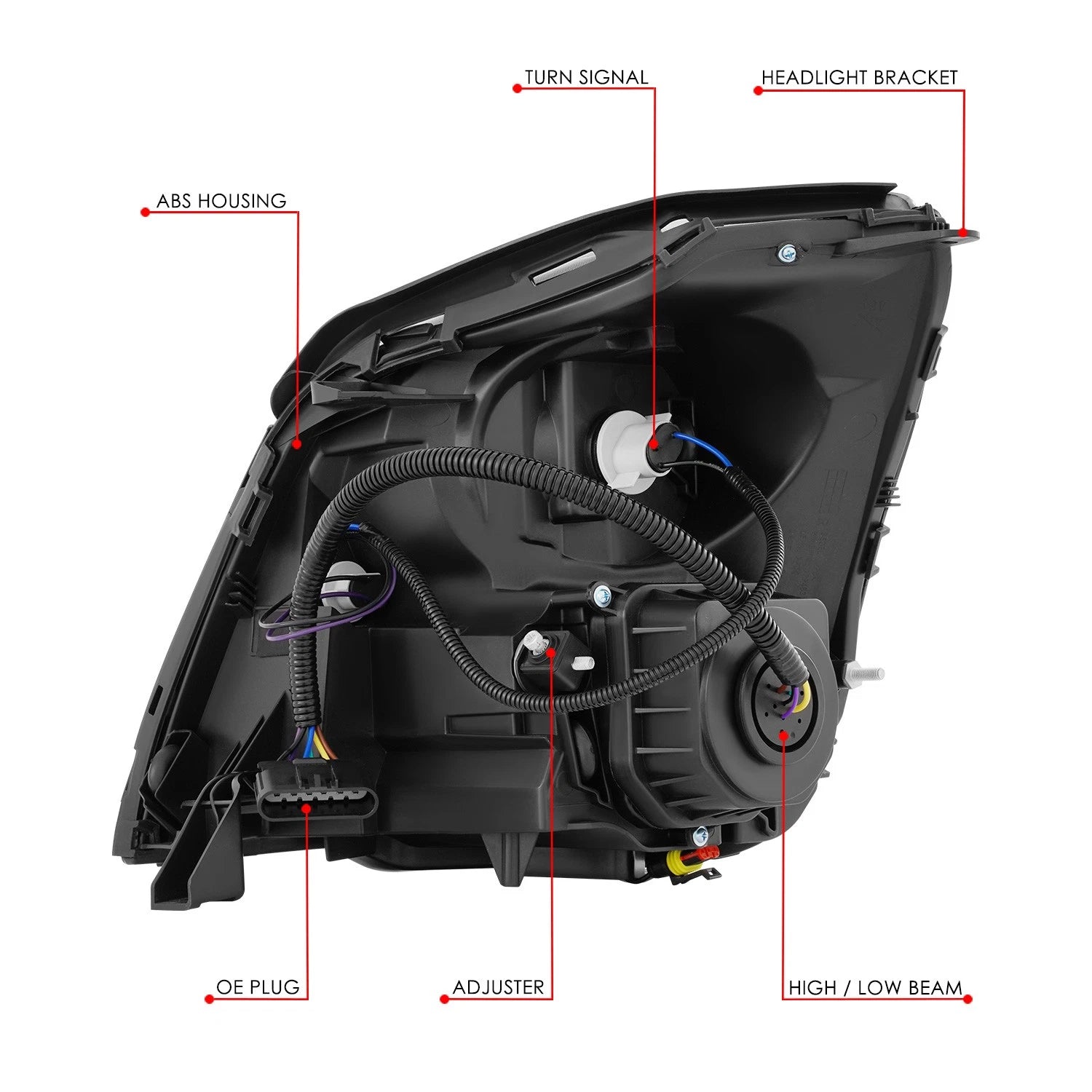Passenger Right Chrome Projector Headlight for Cadillac DTS (2006–2011)