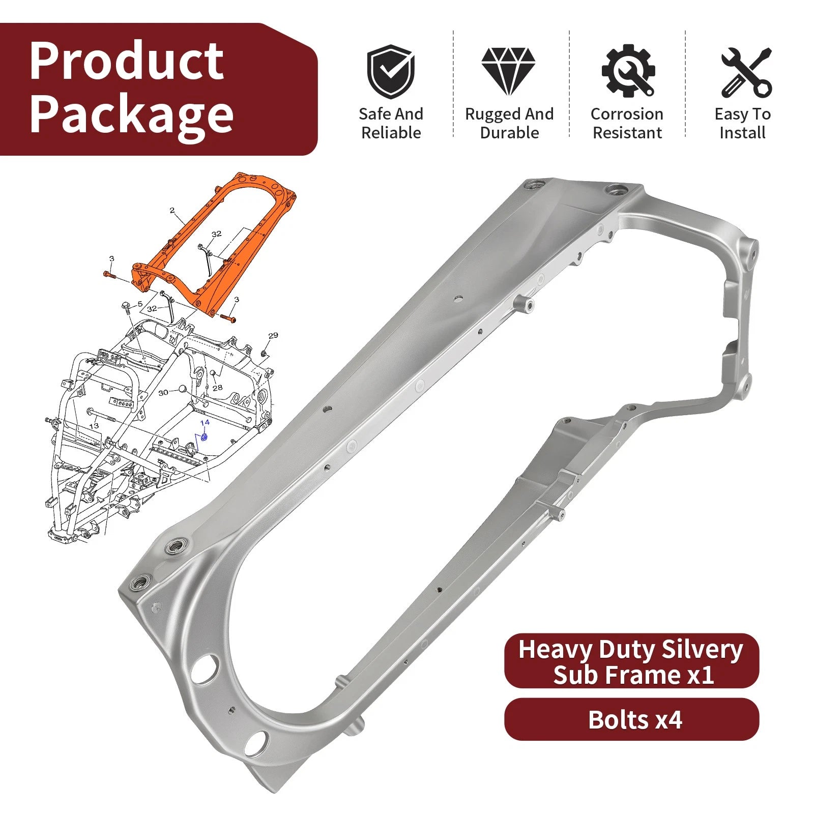 Aluminum Subframe with Bolts for Yamaha Raptor 700R (2006–2024)