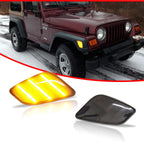 2X Smoked Amber LED Front Fender Side Marker Lights for Jeep Wrangler (1997–2006)