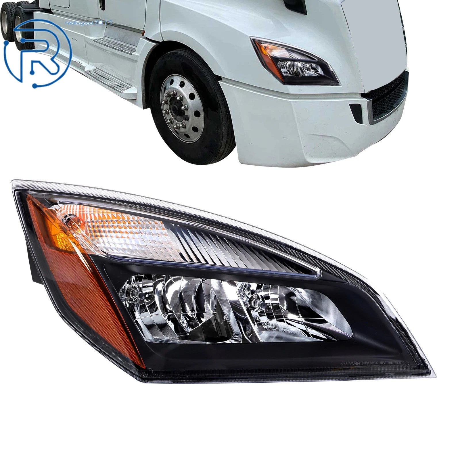 Right Headlamp with Bulb A6601512003 for Freightliner Cascadia (2018–2023)