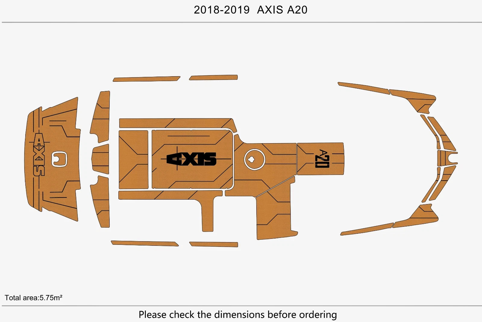 EVA Flooring Pads for AXIS A20 (2020) - Faux Teak Deck Mat