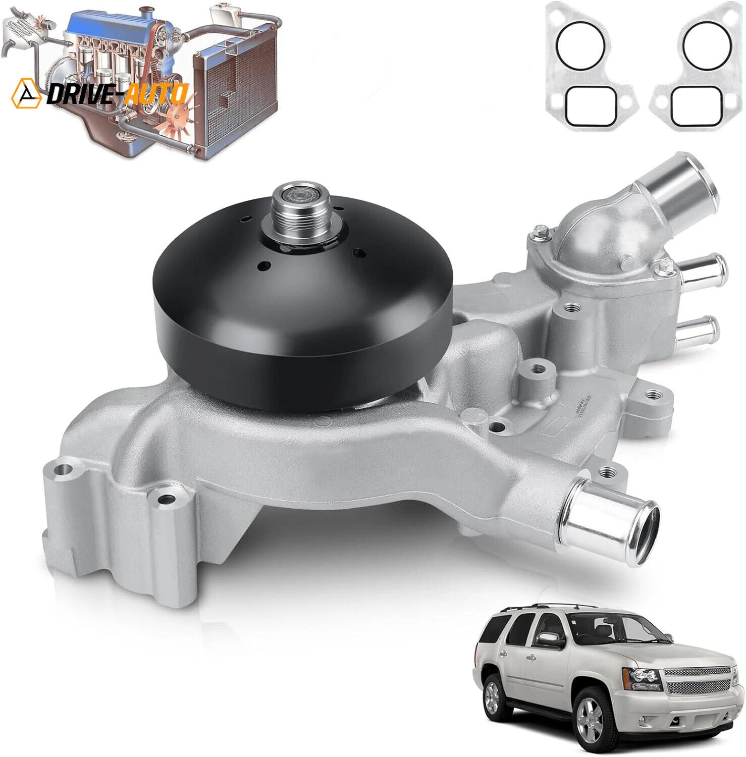 Water Pump w/ Thermostat for Chevrolet GMC Vortec 4.8 5.3L 6.0 6.2L (2007–2016)