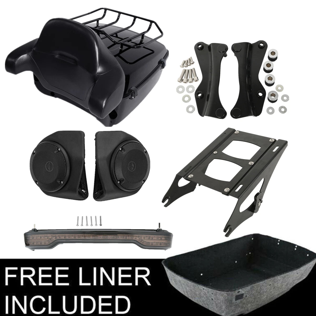Trunk Mount Rack Light Speakers for Harley Touring FLHT (2014–Present)