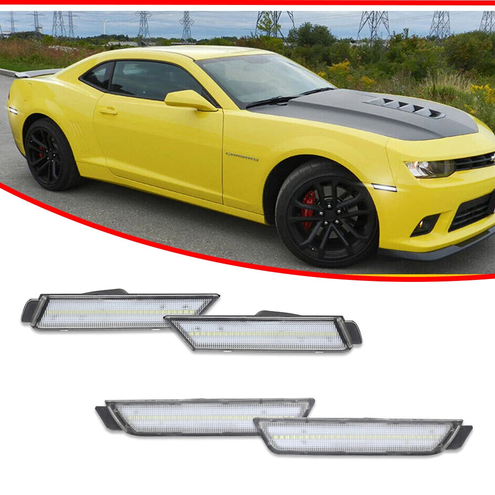 Clear Lens White LED Front & Rear Side Marker Lights for Chevrolet Camaro (2010–2015)