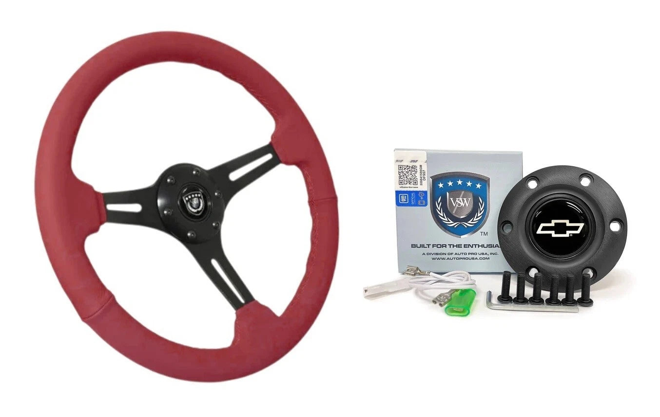 Steering Wheel for Chevy Bowtie Horn with Slotted Design for 14 inch (Fits)