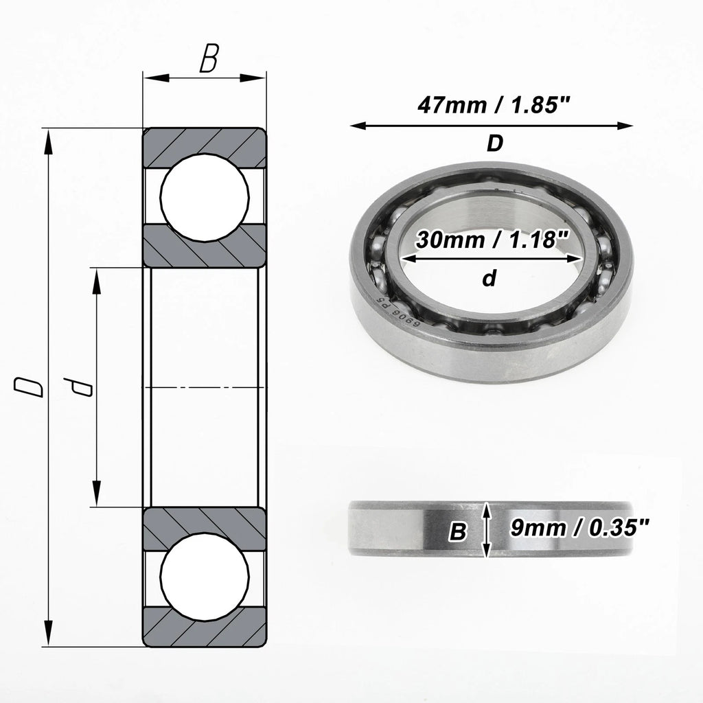 6906 Deep Groove Ball Bearing for Scooter Skateboard Wheel (30x47x9mm)