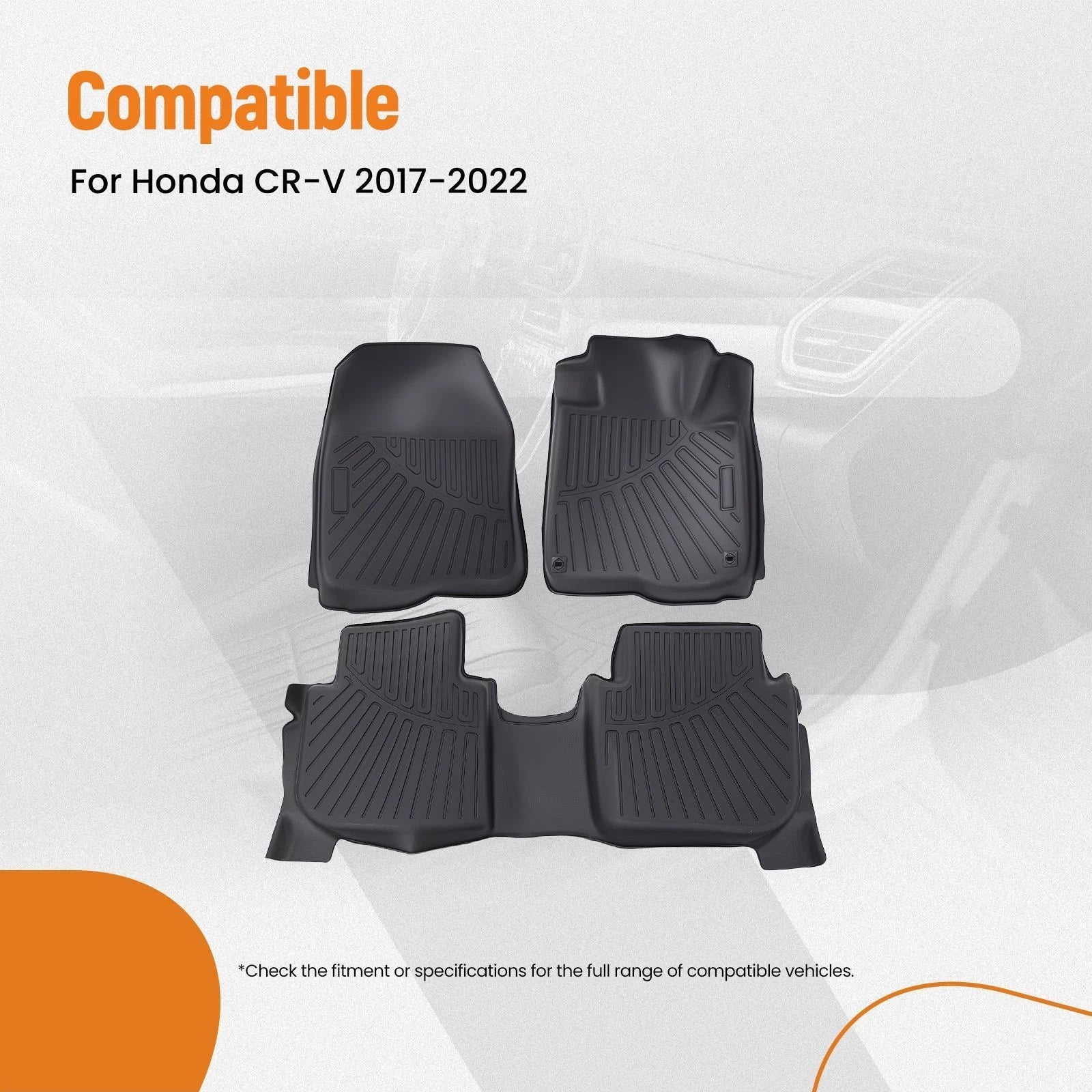 Custom TPE Floor Mats Set for Honda CR-V (2017–2022) Black