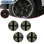 4x Black Grey Union Jack UK Flag Wheel Center Cap Covers for MINI Cooper (2007–2013)