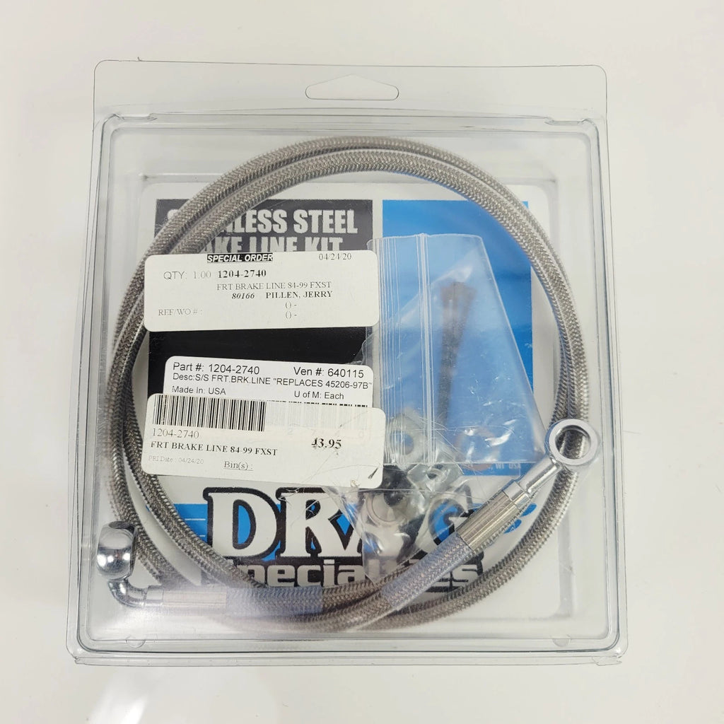 Front Brake Line for FXST/DWG (1984–1999) 1204-2740, Clear-Coated Stainless Steel