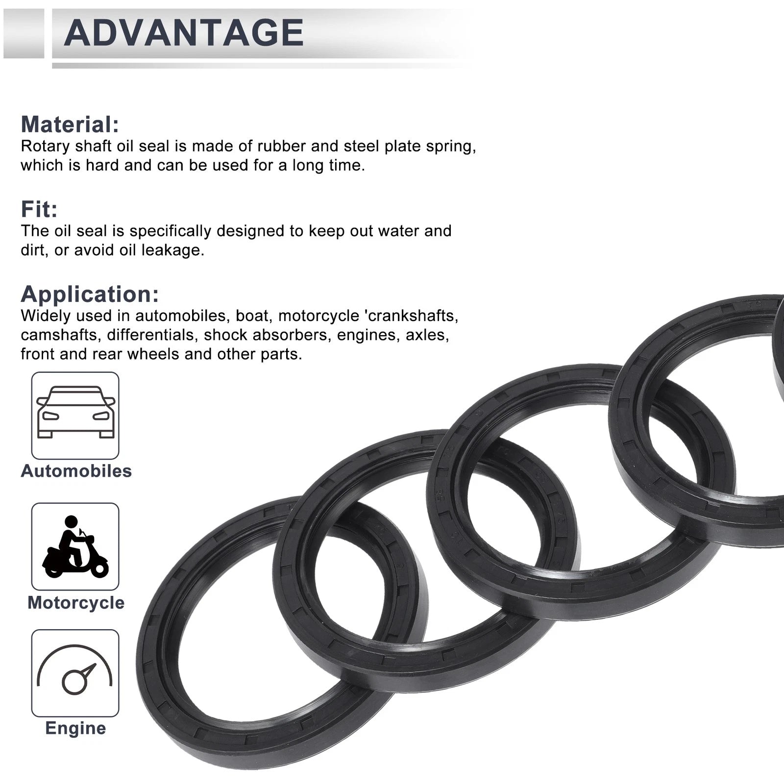 Set of 5 Oil Seal Rotary Shaft Seal NBR Rubber 58x75x9mm