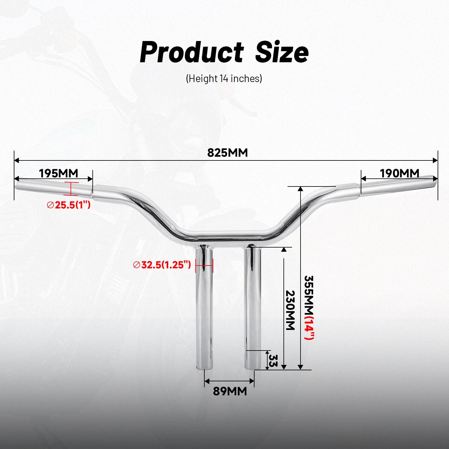 1-1/4" MX-T Bars Handlebar 14" Rise for Harley Softail 883 XL XR Dyna (2000–2023)