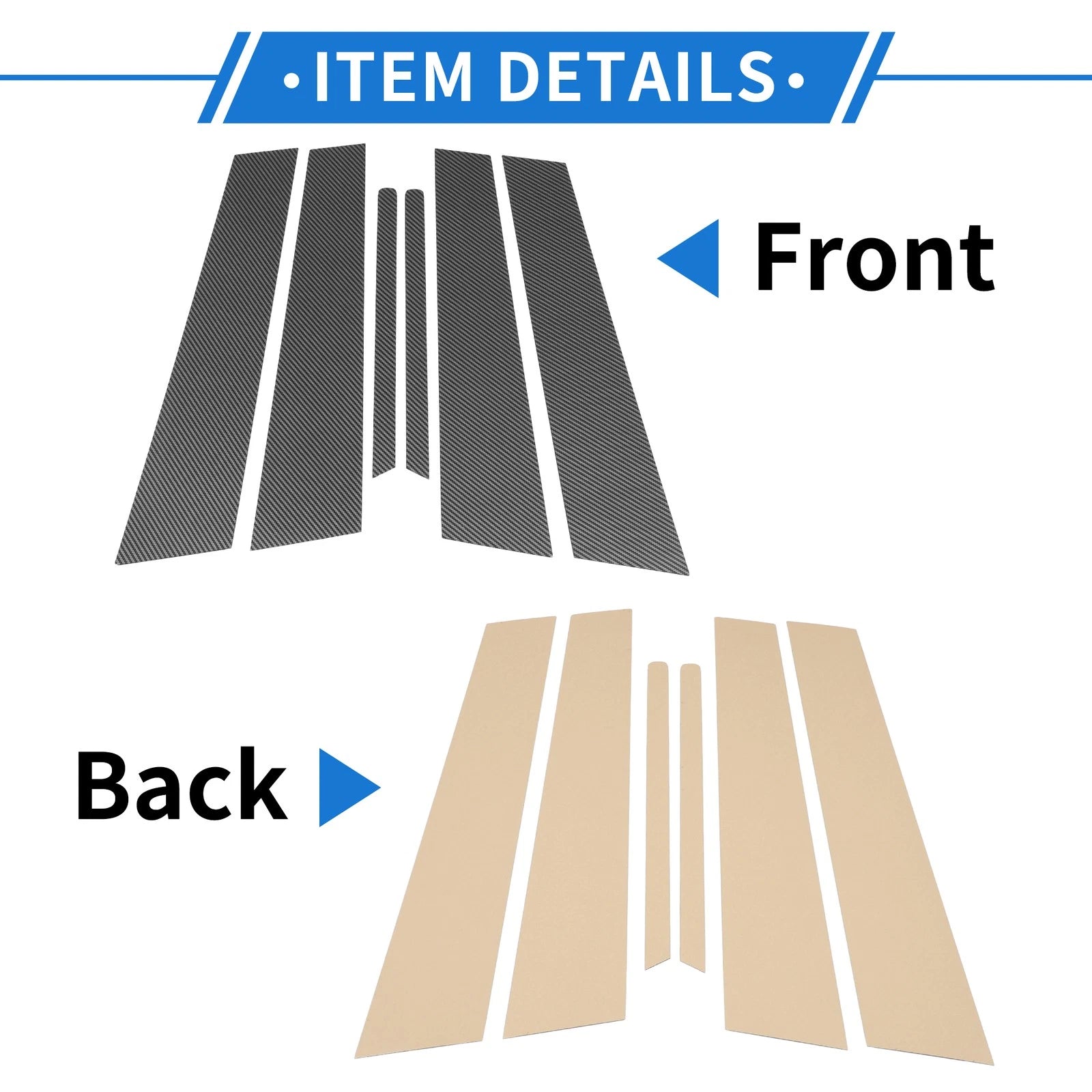 Set of 6 Door Pillar Window Trim for Kia Optima (2011–2015) Carbon Fiber