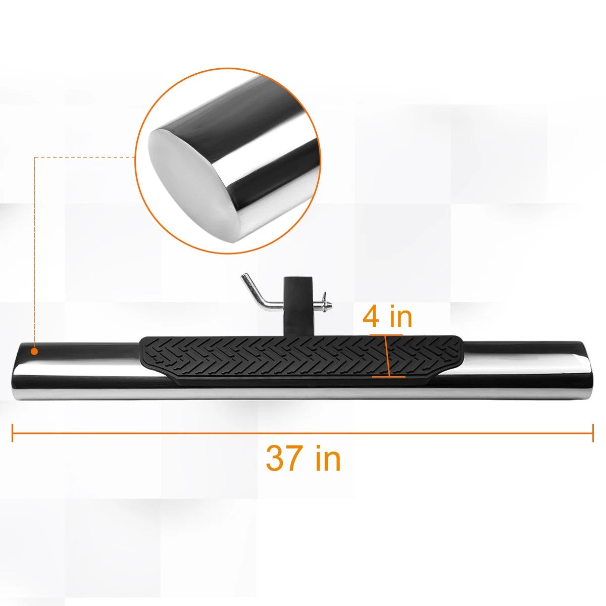 35" Oval Stainless Steel Trailer Hitch Step Bar for Universal Fit (2000–2023)