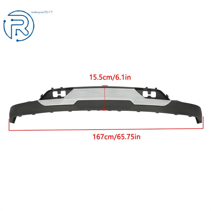Set of 2 Front Bumper Valance & Chrome Skid Plate for Chevy Silverado 1500 (2016-2018)