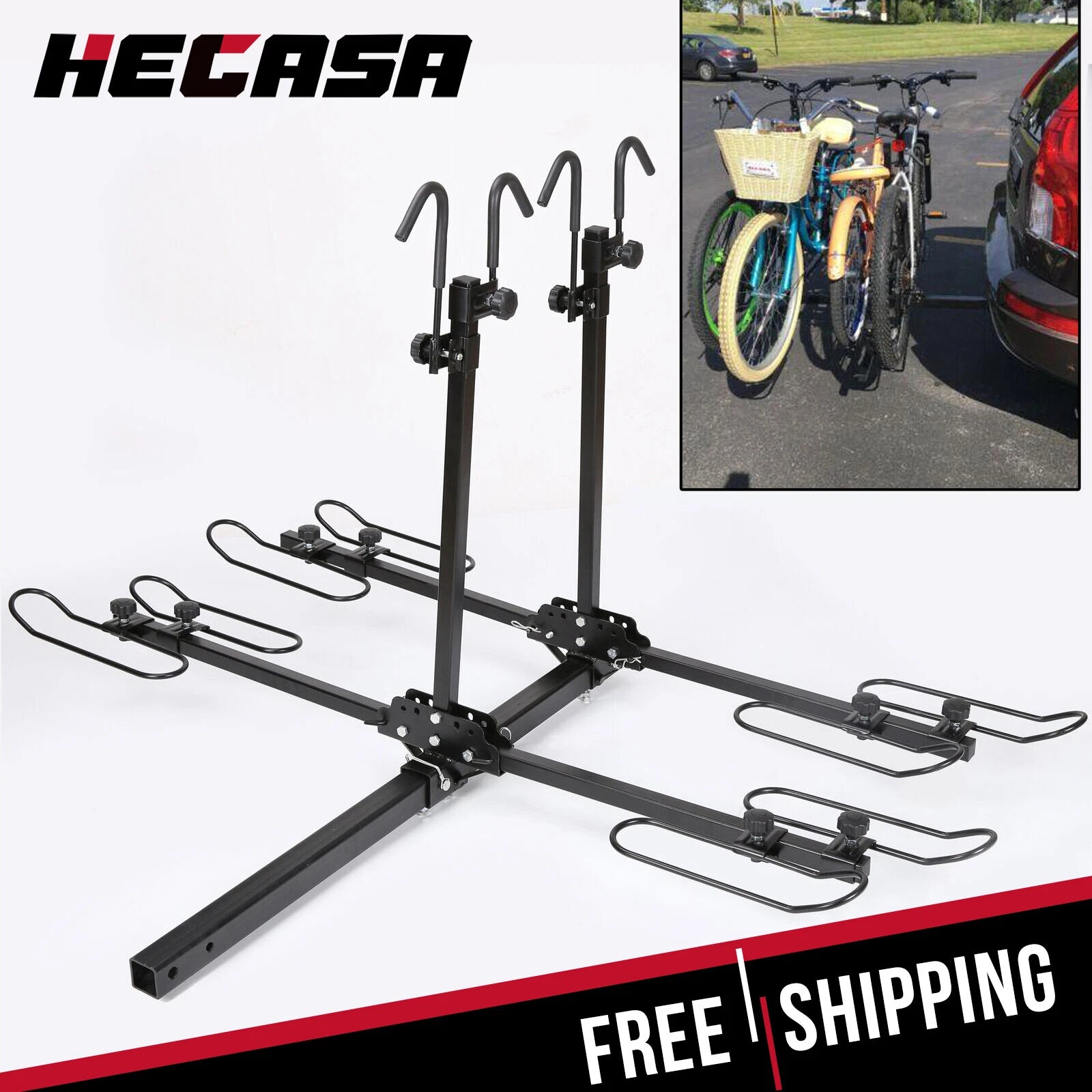 4-Bike Hitch Mount Rack Carrier for Car SUV (Fits Most Models)
