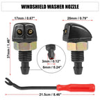 3 Pcs Front Windshield Washer Nozzle Kit for Ford Chevy (Universal Fit)