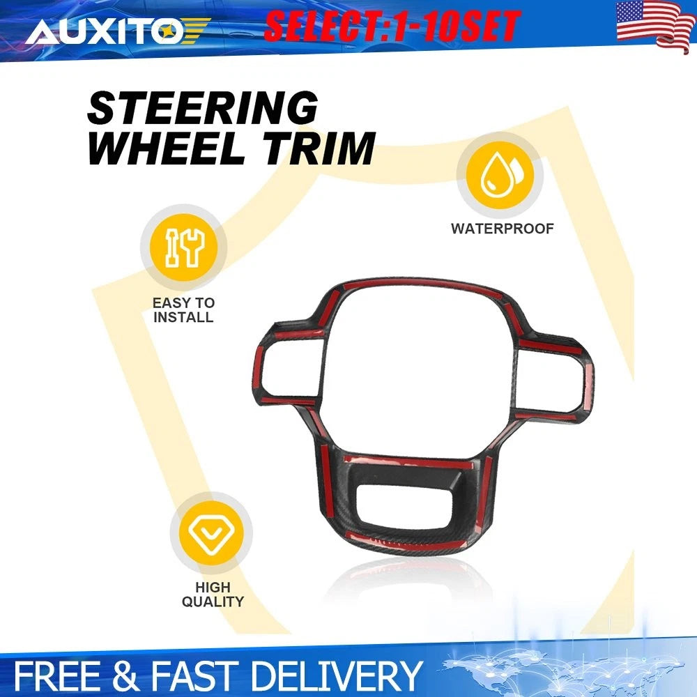 Carbon Fiber Steering Wheel Cover Trim Panel for Ford F150 (2021–2025)