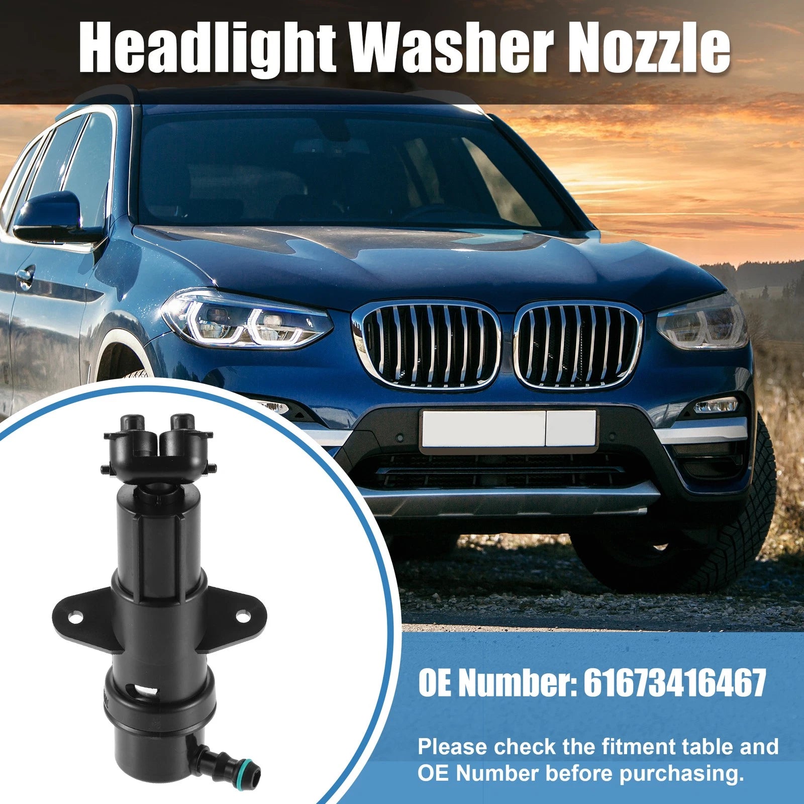 Headlight Washer Nozzle Jet Spray for BMW X3 E83 (2006–2010) 61673416467