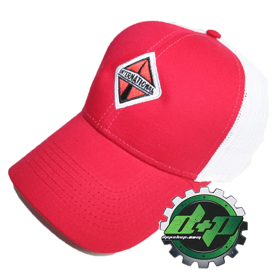 Red and White Mesh Back Hat for International Trucks (Diesel)
