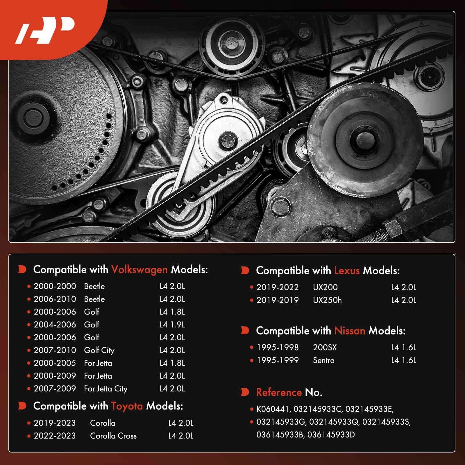 Serpentine Belt for Toyota Corolla, Volkswagen Jetta