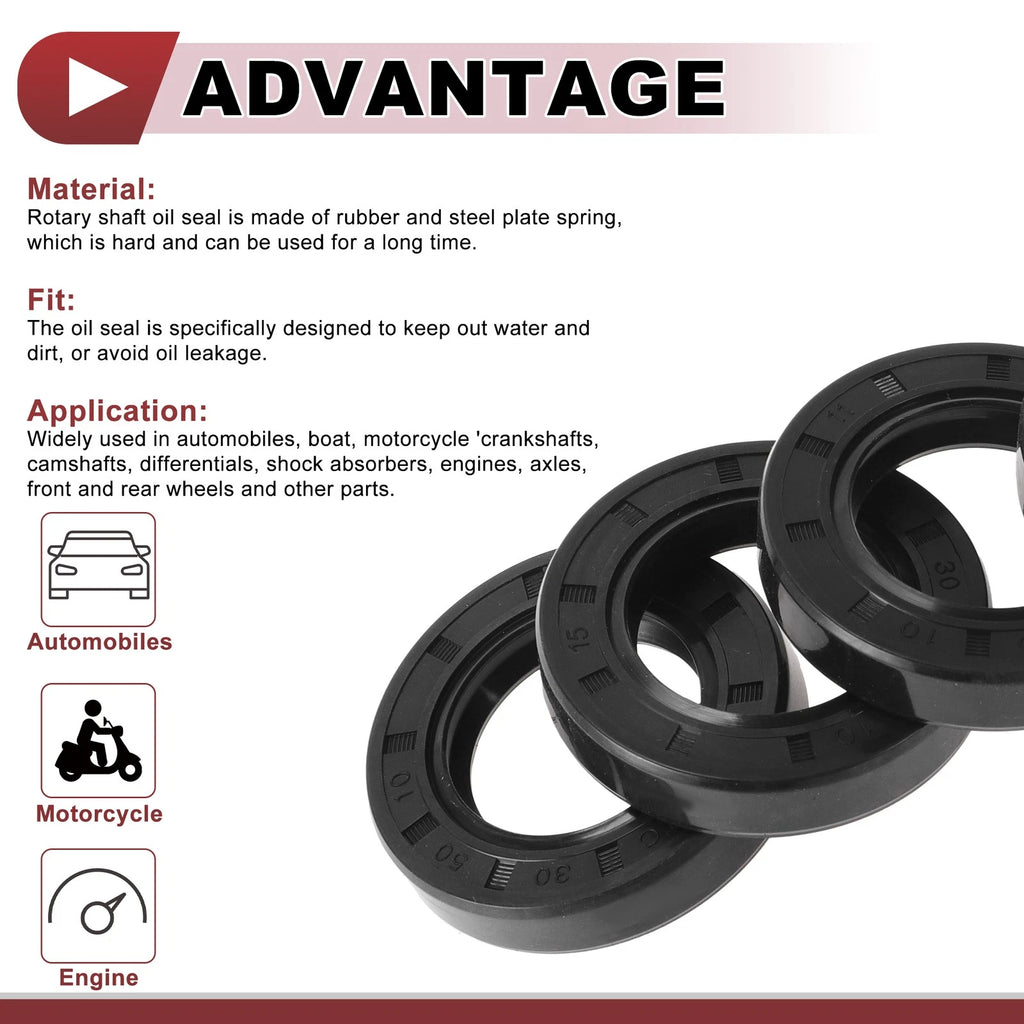 Set of 5 Rotary Shaft Oil Seals 30x50x10mm Nitrile Rubber 672668828601