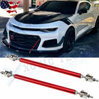 Red Front Bumper Lip Splitter Strut Rod Tie Support Bars for Chevy Camaro (2010–2015)