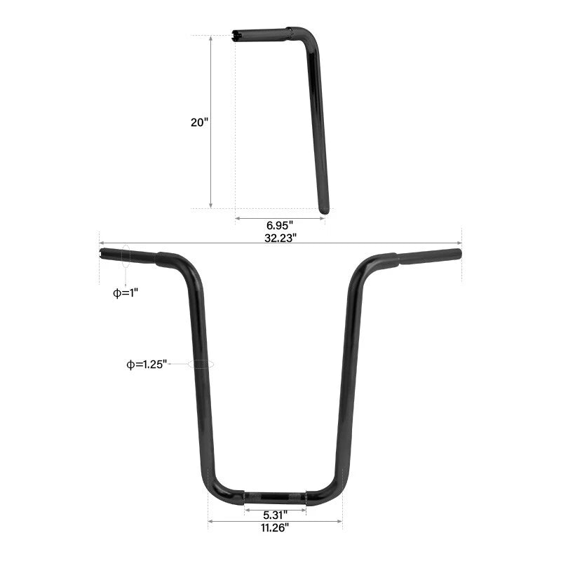 Ape Hanger Handlebar 1-1/4" for Harley Sportster (10''-20'')